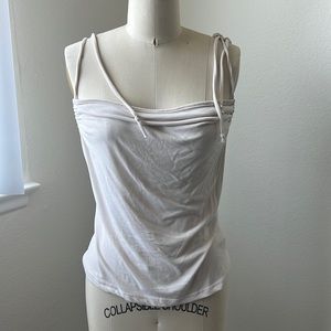 Cinched cream top. Made in U.S.A